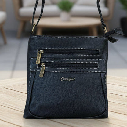 Cotton Road Sling Bag: BLACK PU Leather Bag