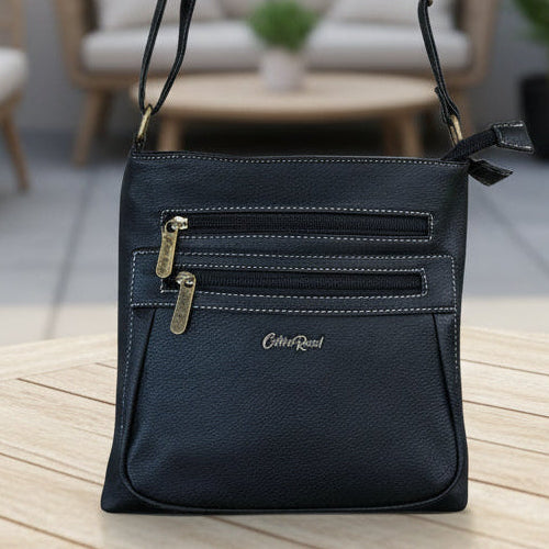 Cotton Road Sling Bag: BLACK PU Leather Bag
