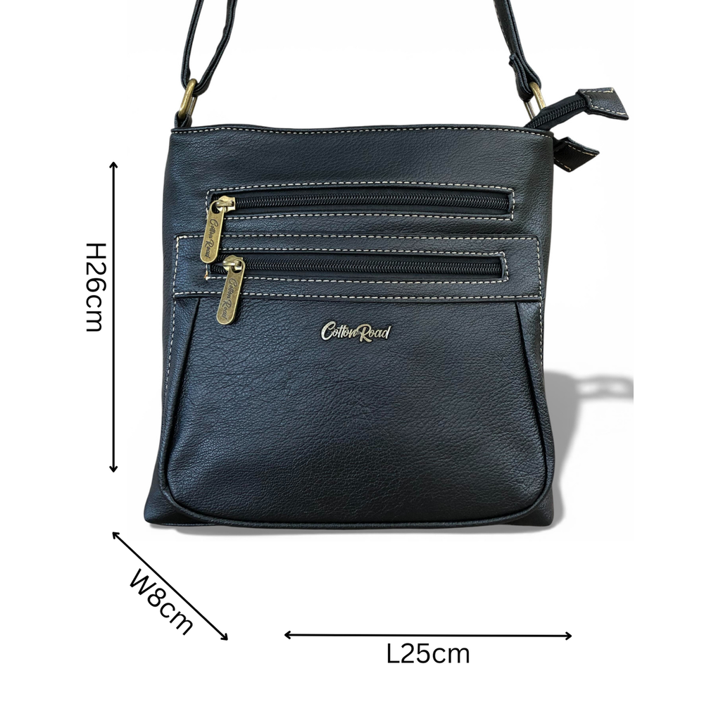 Cotton Road Sling Bag: BLACK PU Leather Bag