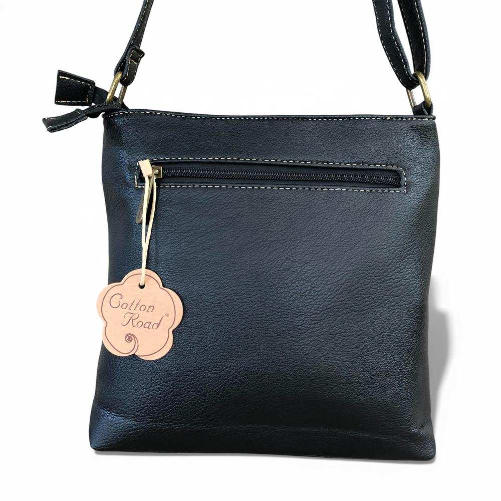 Cotton Road Sling Bag: BLACK PU Leather Bag