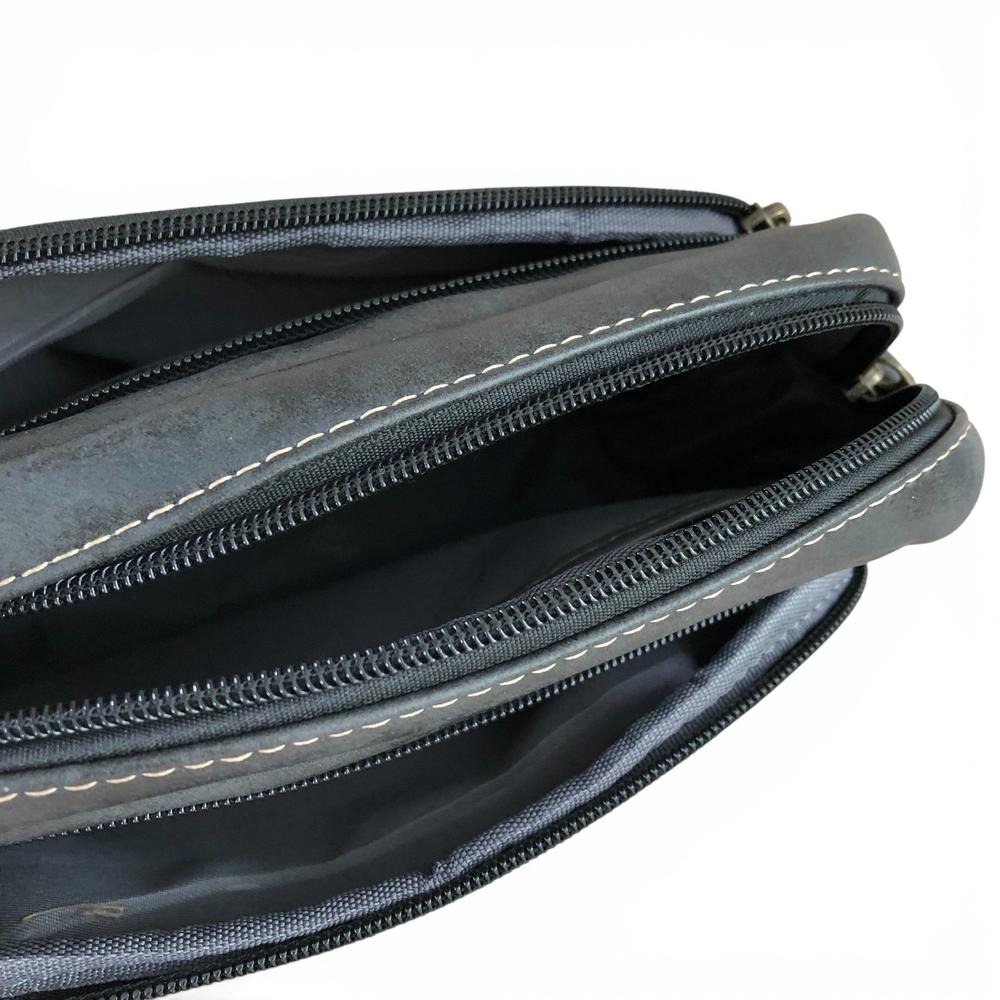 Cotton Road Sling Bag: BLACK PU Leather Sling Bag
