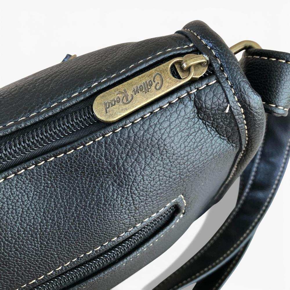 Cotton Road Sling Bag: BLACK PU Leather Sling Bag