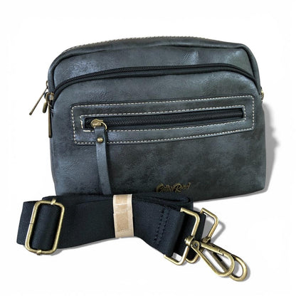 Cotton Road Sling Bag: BLACK PU Leather Sling Bag