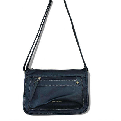 Cotton Road Sling Bag: BLACK PU Leather Sling Bag