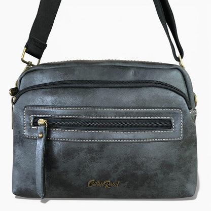 Cotton Road Sling Bag: BLACK PU Leather Sling Bag