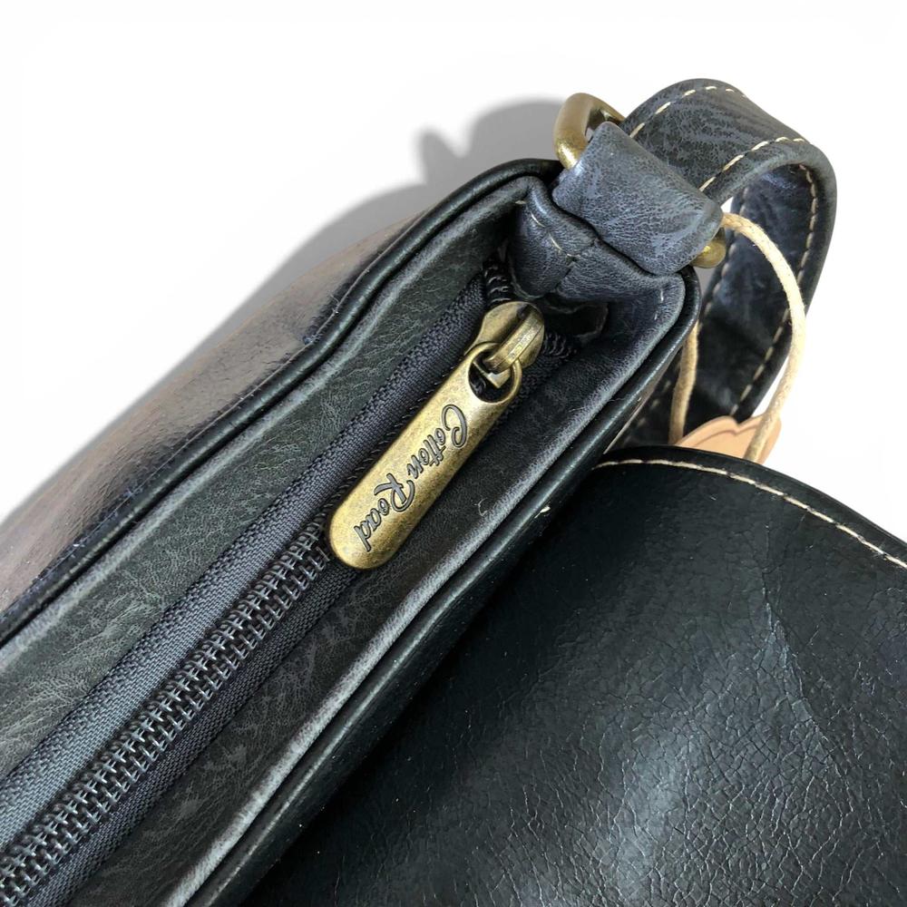 Cotton Road Sling Bag: BLACK PU Leather Sling Bag with BUCKLE CLIP