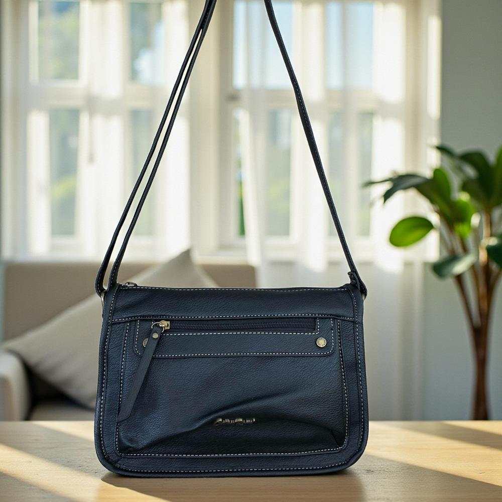 Cotton Road Sling Bag: BLACK PU Leather Sling Bag