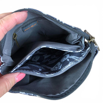 Cotton Road Sling Bag: BLUE Canvas Mini Sling Bag with WINDMILLS