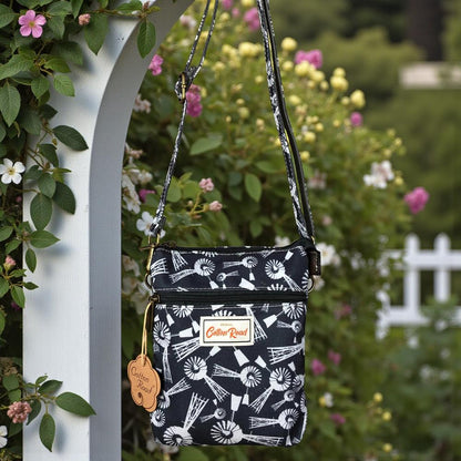 Cotton Road Sling Bag: BLUE Canvas Mini Sling Bag with WINDMILLS