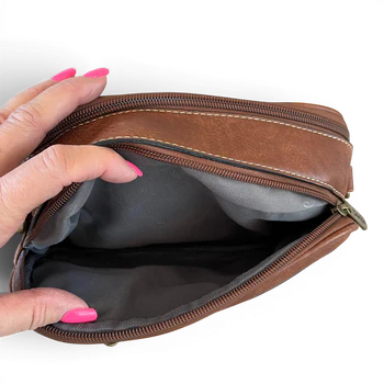 Cotton Road Sling Bag: BROWN Protea PU Leather Crossbody with Branded Strap