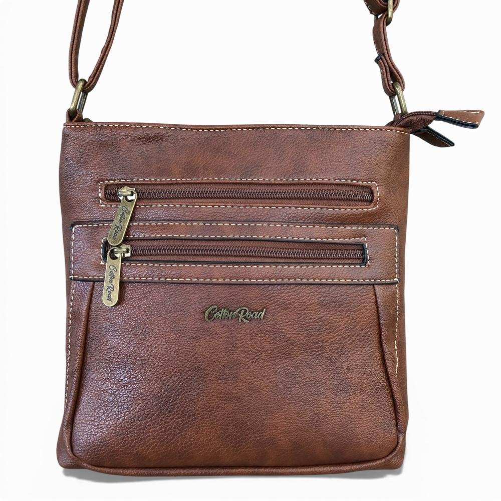 Cotton Road Sling Bag: BROWN PU Leather Bag