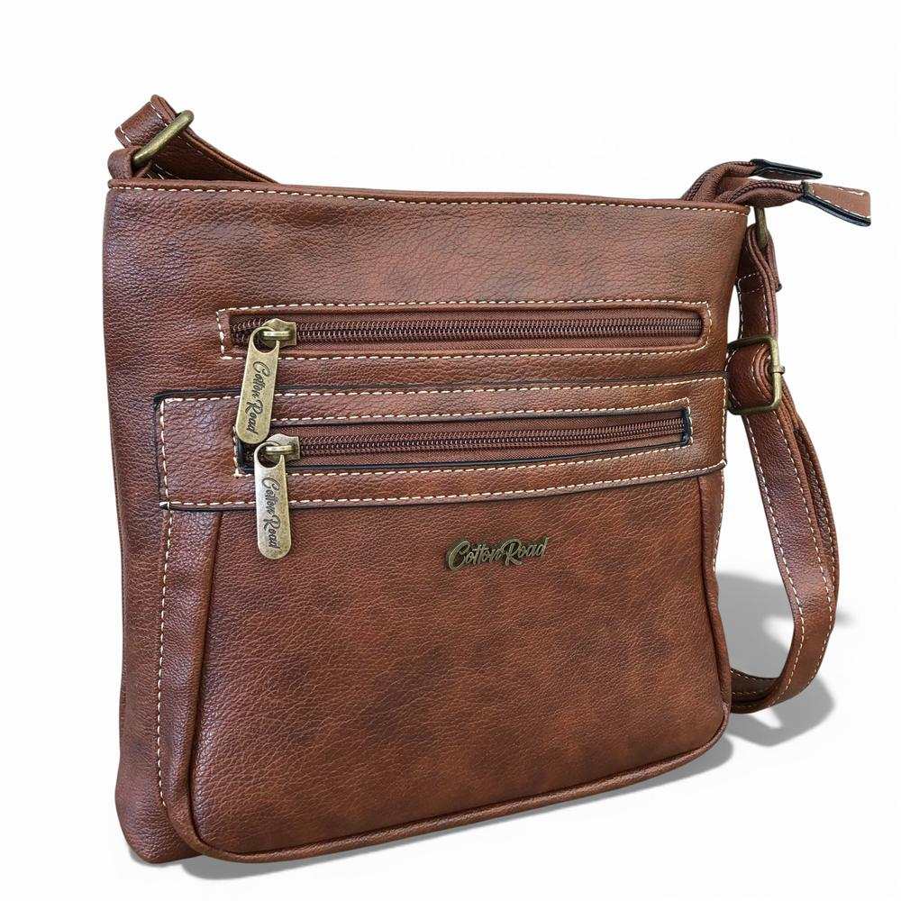 Cotton Road Sling Bag: BROWN PU Leather Bag
