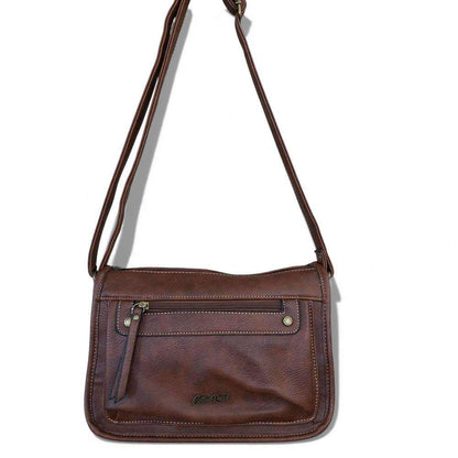 Cotton Road Sling Bag: BROWN PU Leather Sling Bag