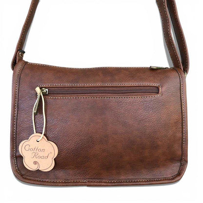 Cotton Road Sling Bag: BROWN PU Leather Sling Bag