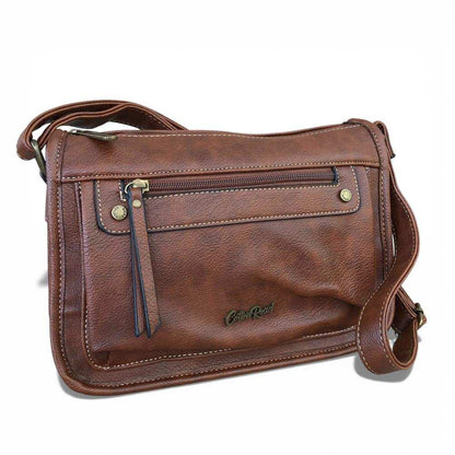Cotton Road Sling Bag: BROWN PU Leather Sling Bag