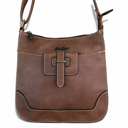 Cotton Road Sling Bag: BROWN PU Leather Sling Bag FULL FRONT