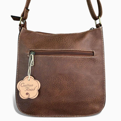 Cotton Road Sling Bag: BROWN PU Leather Sling Bag REAR