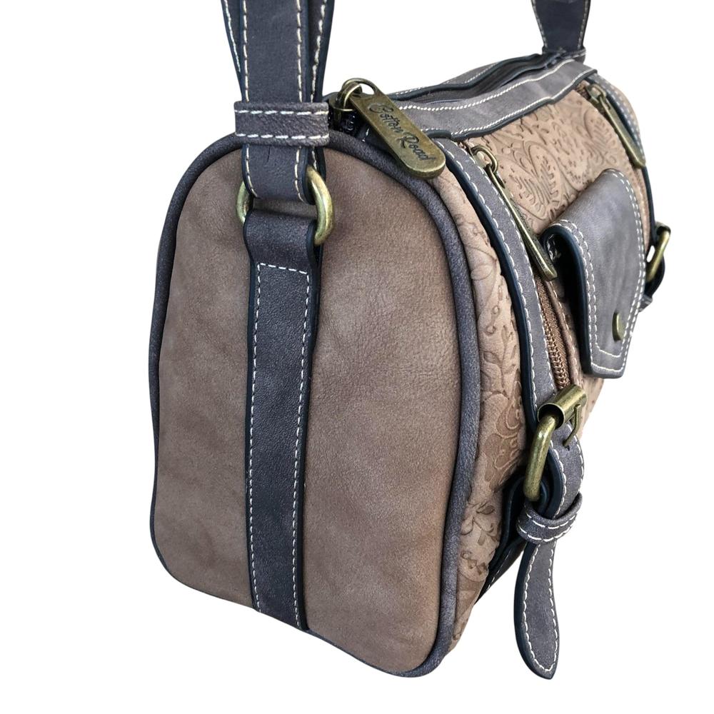 Cotton Road Sling Bag: BROWN PU Leather Sling Bag with BRANDED Strap