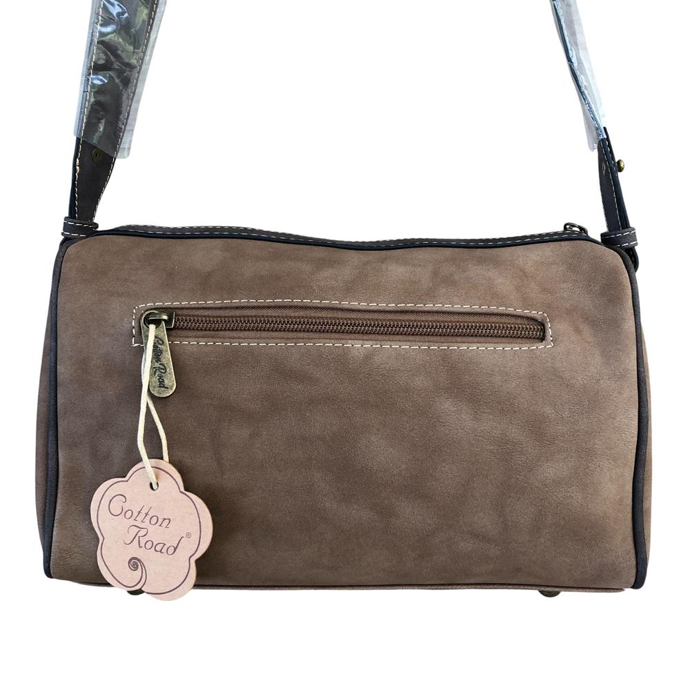 Cotton Road Sling Bag: BROWN PU Leather Sling Bag with BRANDED Strap