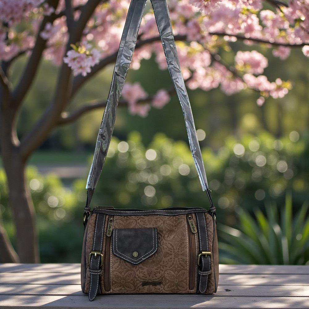 Cotton Road Sling Bag: BROWN PU Leather Sling Bag with BRANDED Strap