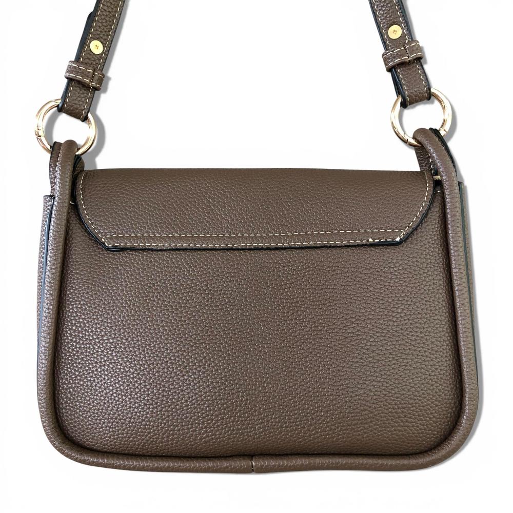 Cotton Road Sling Bag: BROWN PU Leather Sling Bag with Shoulder Strap