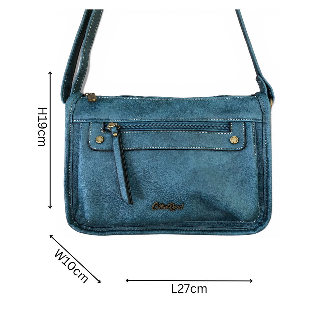 Cotton Road Sling Bag: Blue PU Leather Sling Bag for Versatile Style