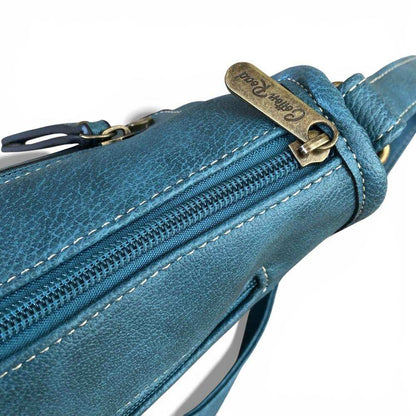 Cotton Road Sling Bag: Blue PU Leather Sling Bag for Versatile Style
