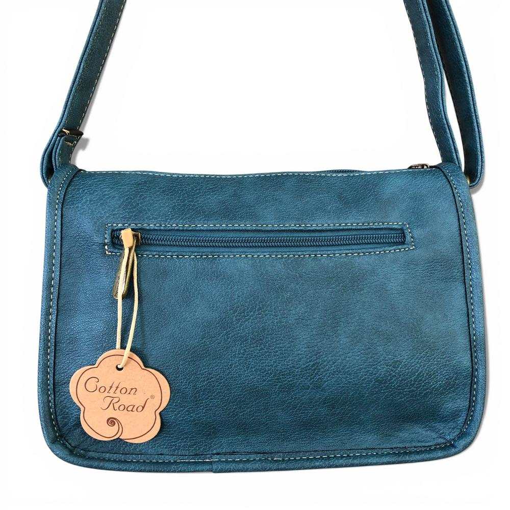 Cotton Road Sling Bag: Blue PU Leather Sling Bag for Versatile Style
