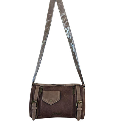 Cotton Road Sling Bag: COFFEE BROWN PU Leather Sling Bag with BRANDED Strap