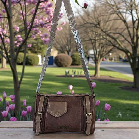 Cotton Road Sling Bag: COFFEE BROWN PU Leather Sling Bag with BRANDED Strap