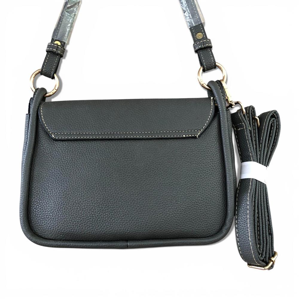 Cotton Road Sling Bag: GREY PU Leather Sling Bag with Shoulder Strap