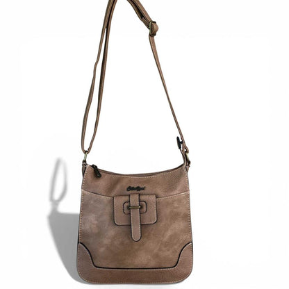 Cotton Road Sling Bag: KHAKI PU Leather Sling Bag