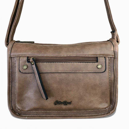Cotton Road Sling Bag: KHAKI PU Leather Sling Bag FRONT