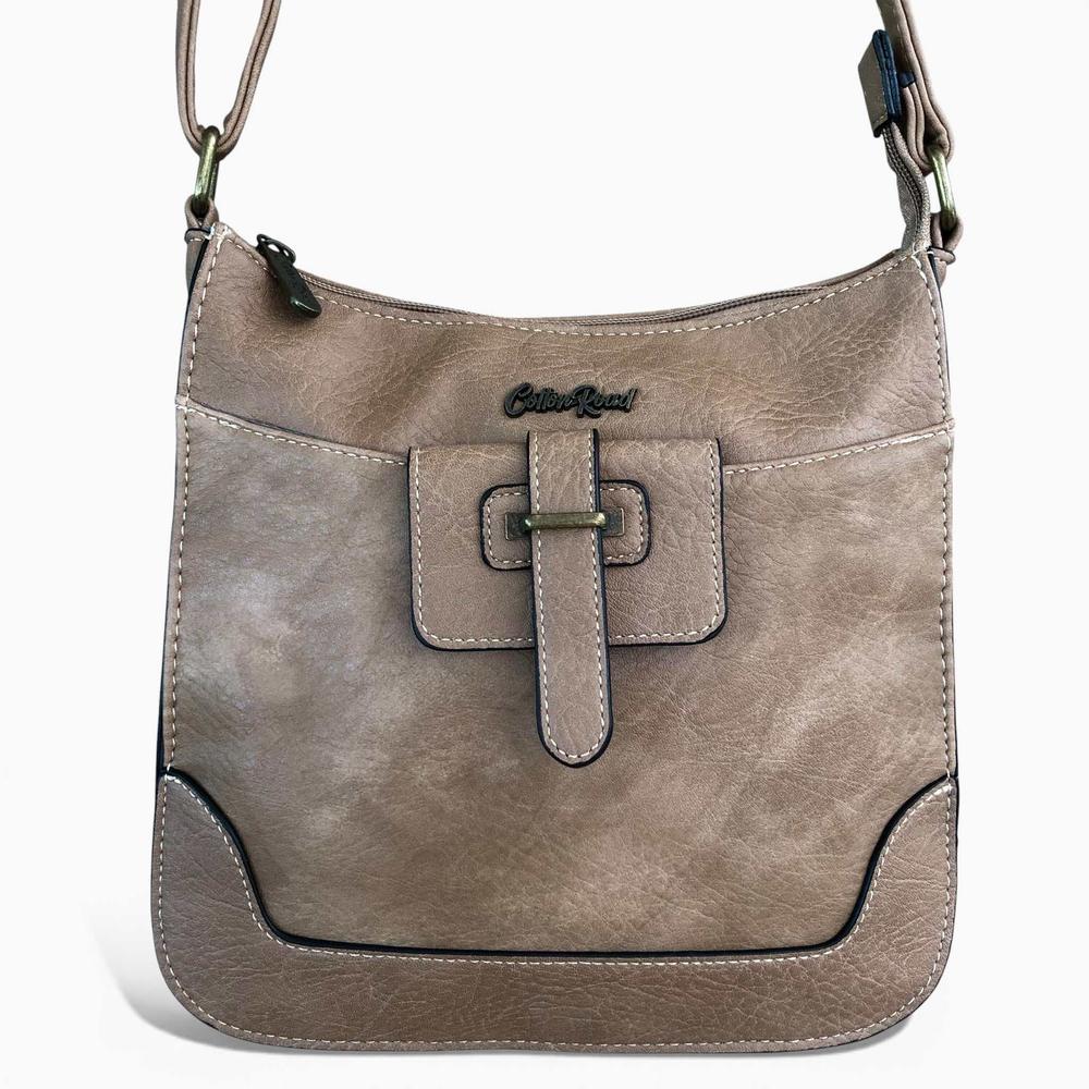 Cotton Road Sling Bag: KHAKI PU Leather Sling Bag FULL VIEW