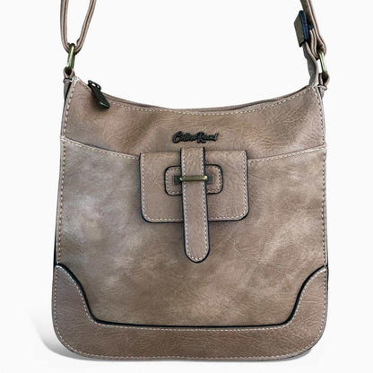 Cotton Road Sling Bag: KHAKI PU Leather Sling Bag FULL VIEW