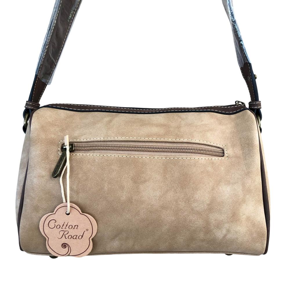 Cotton Road Sling Bag: KHAKI PU Leather Sling Bag with BRANDED Strap