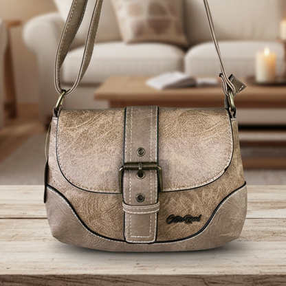 Cotton Road Sling Bag: KHAKI PU Leather with Buckle Clip