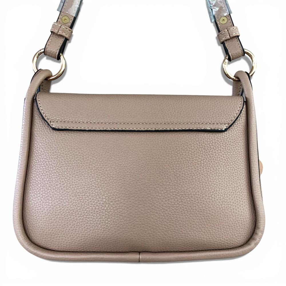 Cotton Road Sling Bag: KHAKI PU Leather Sling Bag with Shoulder Strap