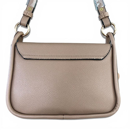 Cotton Road Sling Bag: KHAKI PU Leather Sling Bag with Shoulder Strap