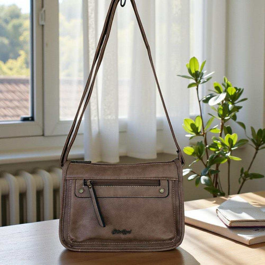 Cotton Road Sling Bag: KHAKI PU Leather Sling Bag