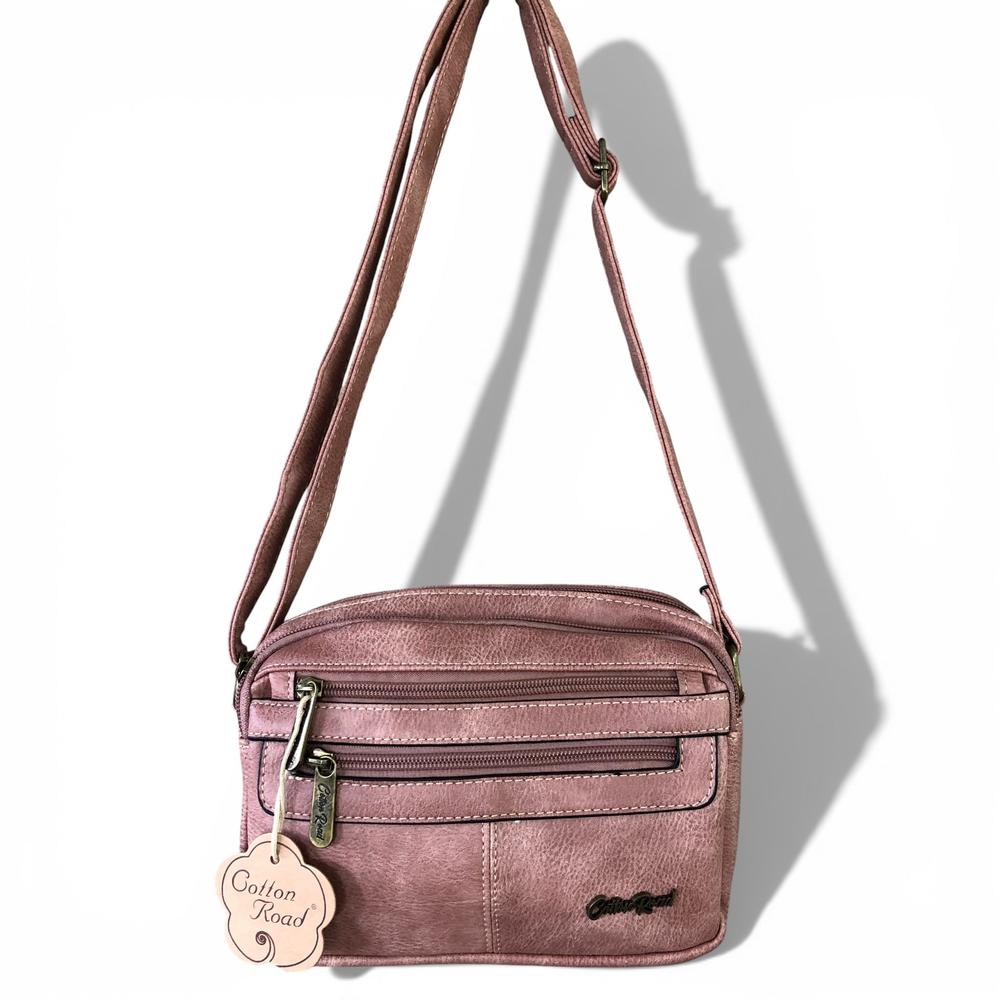Cotton Road Sling Bag: PINK PU Leather Sling Bag
