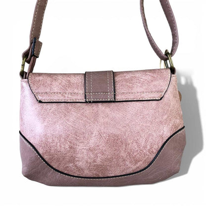 Cotton Road Sling Bag: PINK PU Leather Sling Bag with BUCKLE CLIP back view