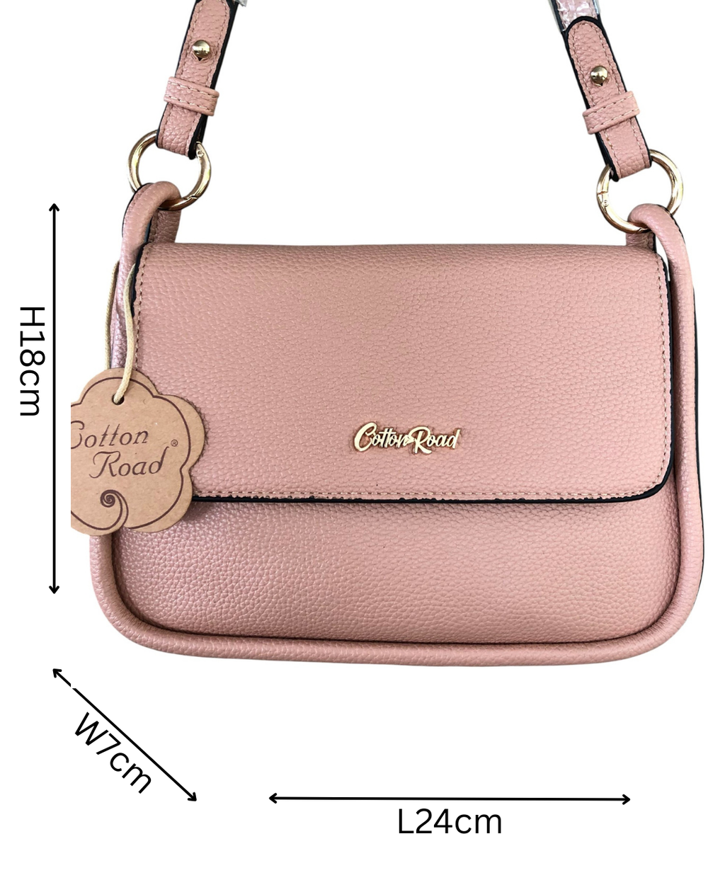 Cotton Road Sling Bag: PINK PU Leather Sling Bag with Shoulder Strap