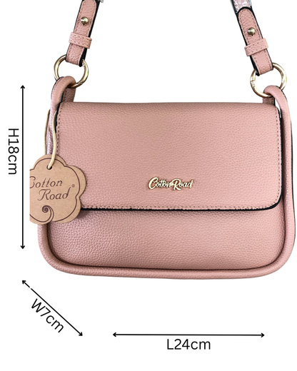 Cotton Road Sling Bag: PINK PU Leather Sling Bag with Shoulder Strap