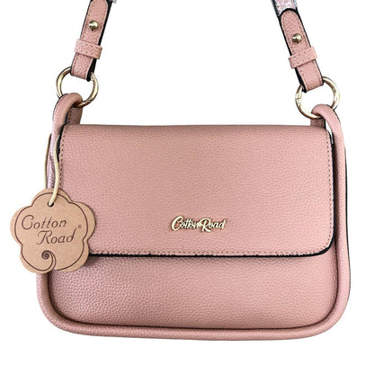 Cotton Road Sling Bag: PINK PU Leather Sling Bag with Shoulder Strap