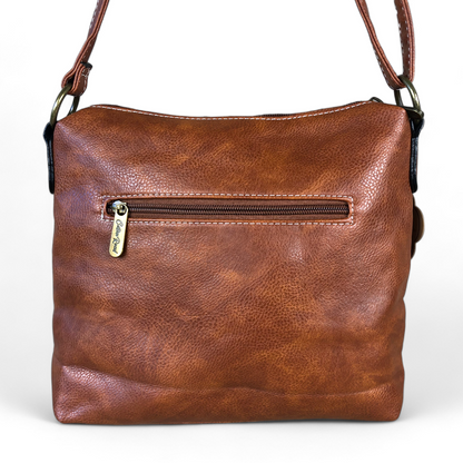 Cotton Road Sling Bag: TAN BROWN PU Leather Cotton Road Sling Bag BACK VIEW