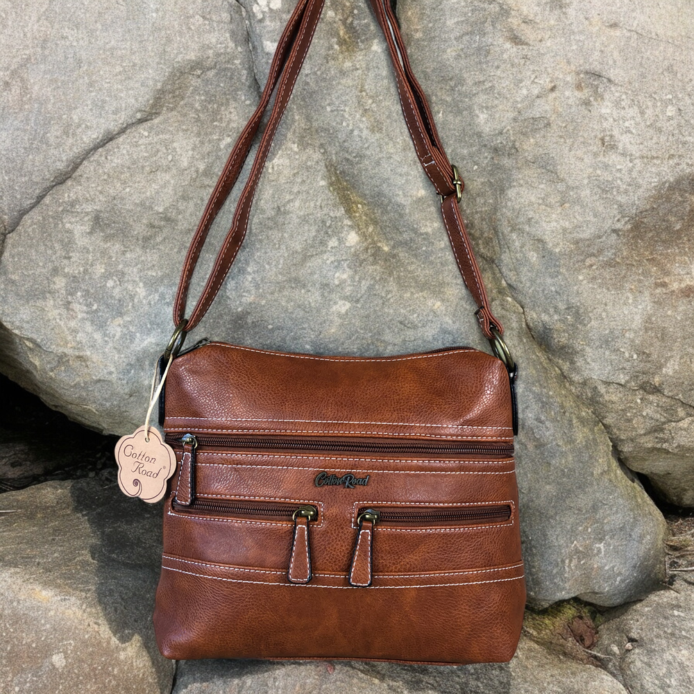 Cotton Road Sling Bag: TAN BROWN PU Leather Cotton Road Sling Bag FRONT