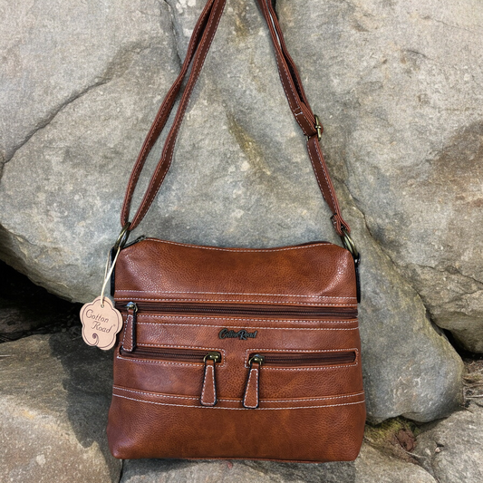 Cotton Road Sling Bag: TAN BROWN PU Leather Cotton Road Sling Bag FRONT