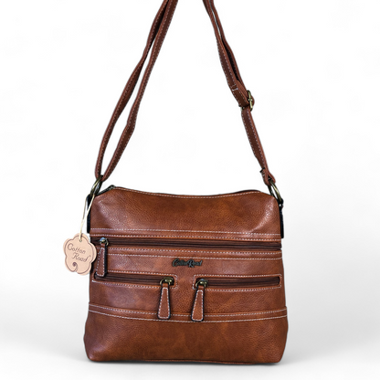 Cotton Road Sling Bag: TAN BROWN PU Leather Cotton Road Sling Bag ON WHITE