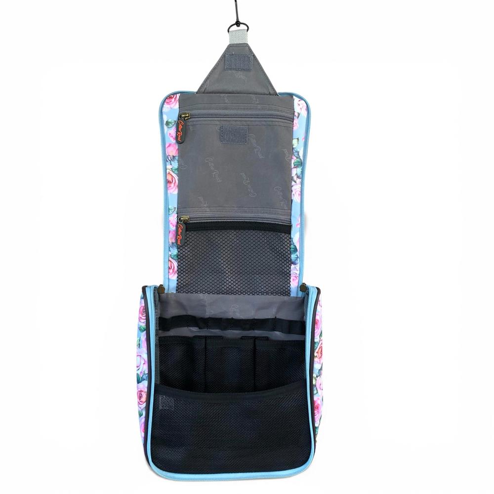 Cotton Road Toiletry Bag: BLUE FLORAL PVC Hanging Vanity Bag